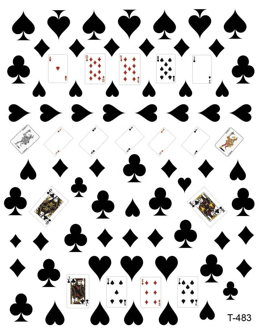 

2021 newest Nail art stickers poker flower color number letter stickers nail decals