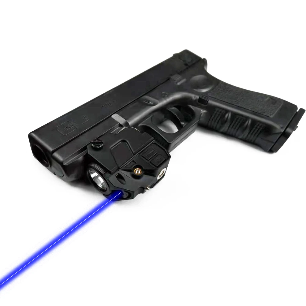 

Dropshipping Self Defense Weapon Mounted Pistol Rechargeable Blue Laser and Strobe Gun Flashlight 500lumen