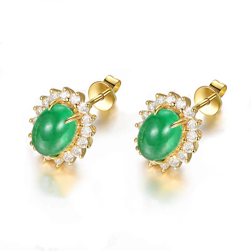 

Luxury Engagement Jewelry Rhinestone Crystal Oval Stud Earrings Green Crystal Emerald Stud Earrings for Elegant Women