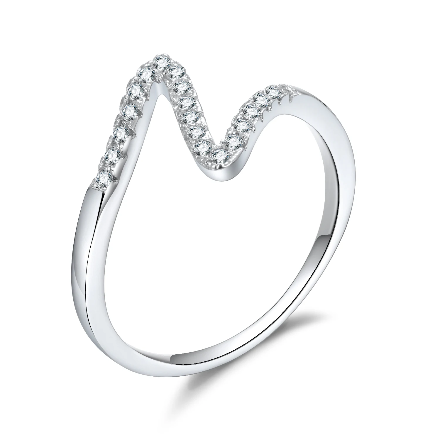 

Customate Fashion Minimalist Silver Wave Zircon Fashion Rings Jewelry Wedding Ring