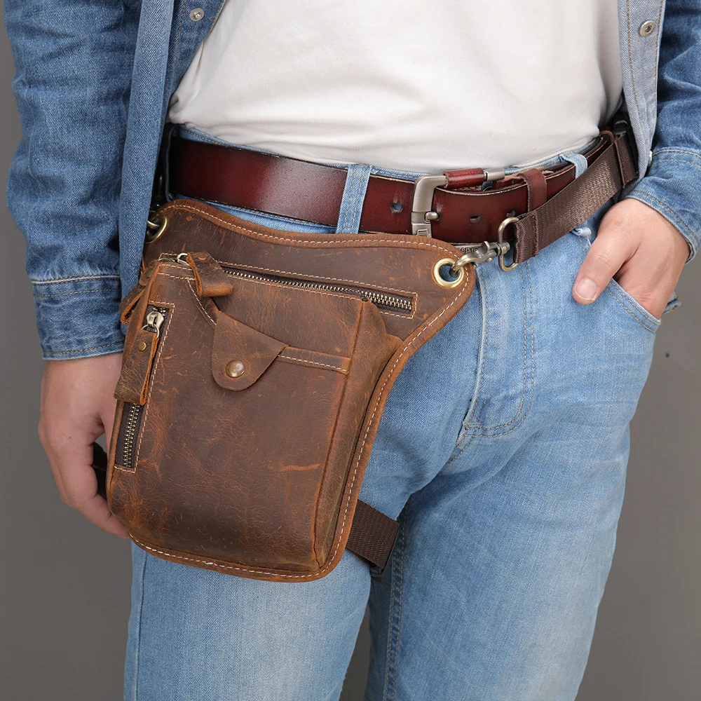 

Marrant men motorcycle side bag leather waist bag genuine leather male fanny pack belt pouch men crazy horse leather belt bag, Grey/black/coffee/brown/red brown/yellow brown