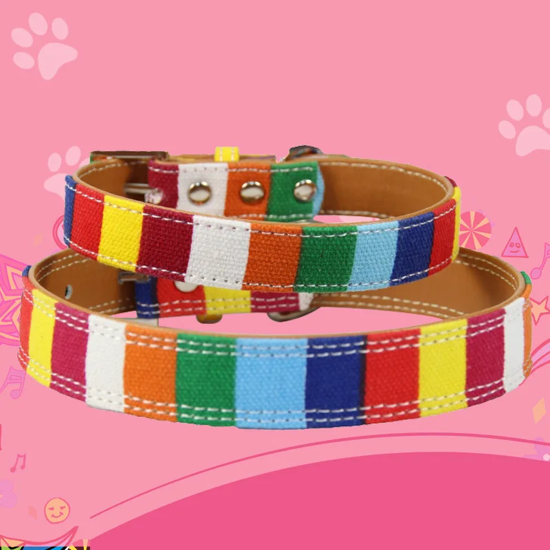 

New Canvas+PU Colorful Dog Collar Leash with Alloy Buckle