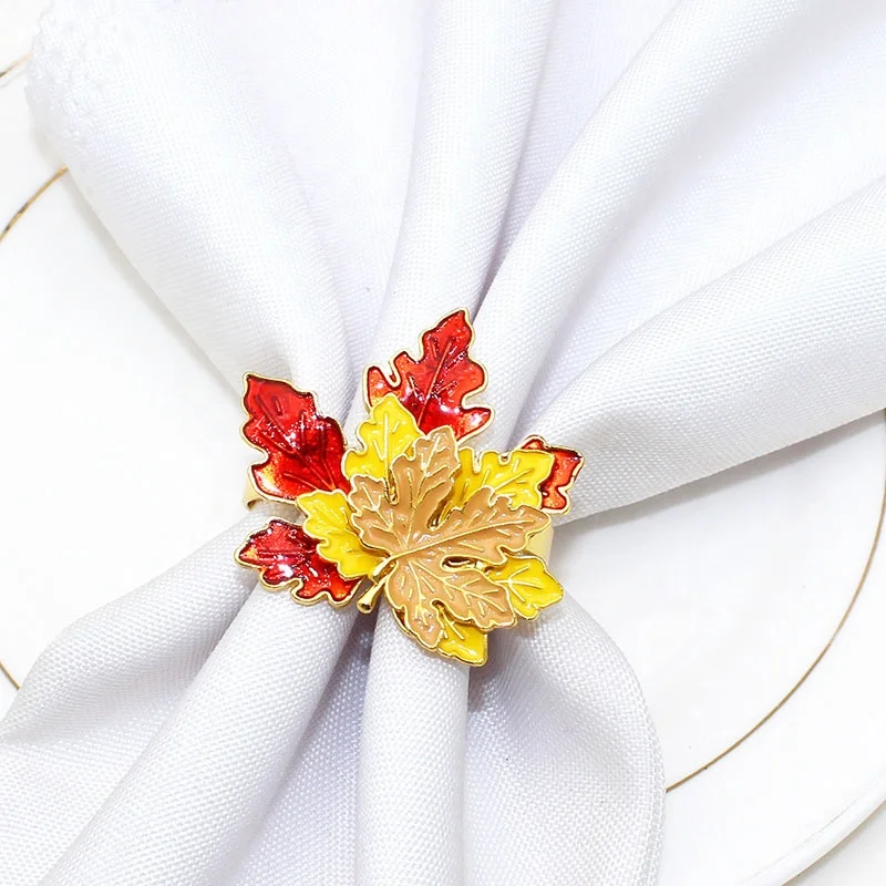 

Maple Leaf Napkin Rings Fall Napkin Rings Vintage Alloy Napkin Holder for Fall Thanksgiving Day Fall Theme Party HWL27