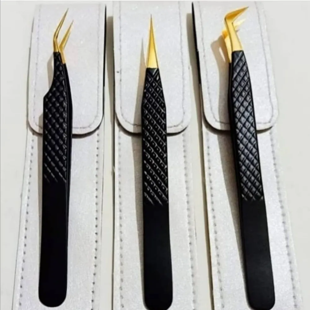 

Lash extensions tweezers black custom fiber tip lash tweezers for volume lashes