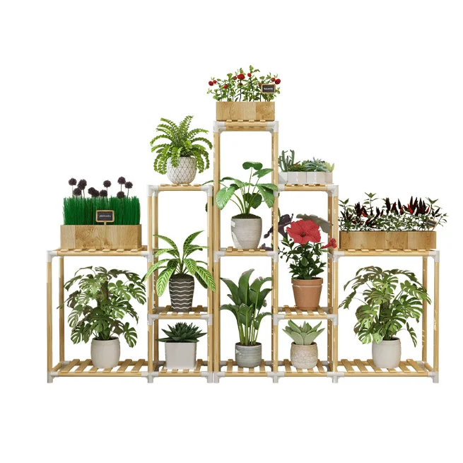 

wholesale wooden root wood plant and flower stand display pot rack