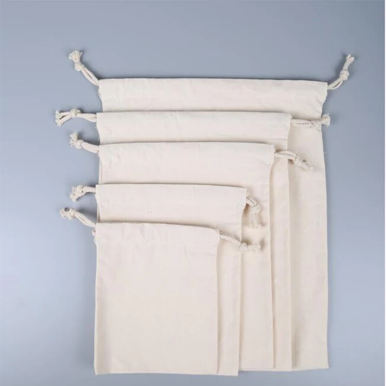 

wholesale custom printed logo drawstring gift bags white 100% cotton drawstring packaging bag, Any color from our color card