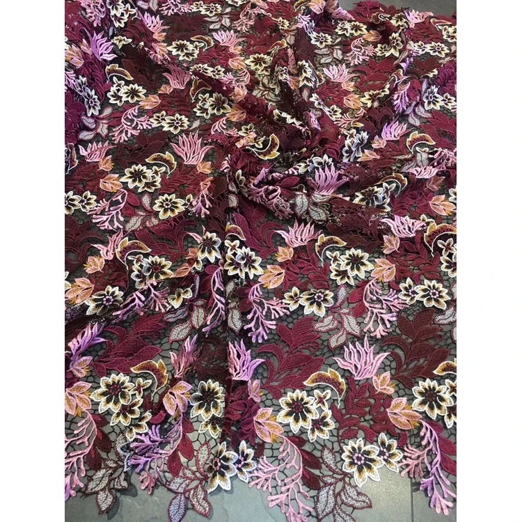 

3D three-dimensional handmade decals Eyelet Trim Embroidery Guipure Lace Fabric