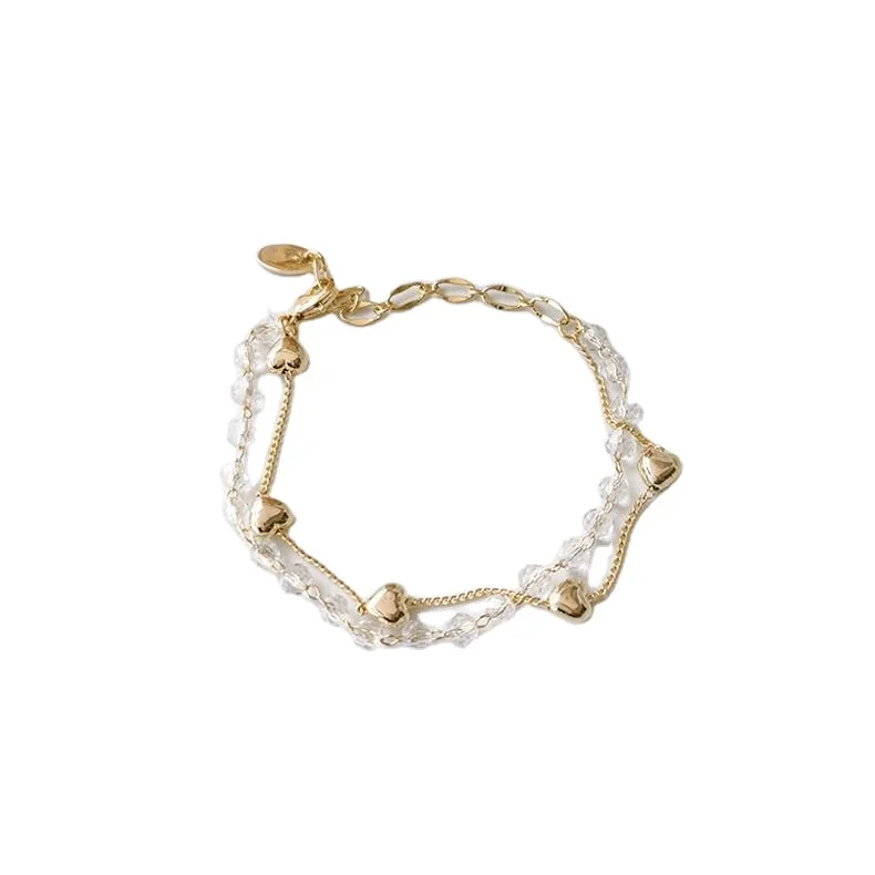 

New handmade gemstone jewels latest design 24k gold chain jewelry bracelet charms women girls White crystal bracelet, Same as picture