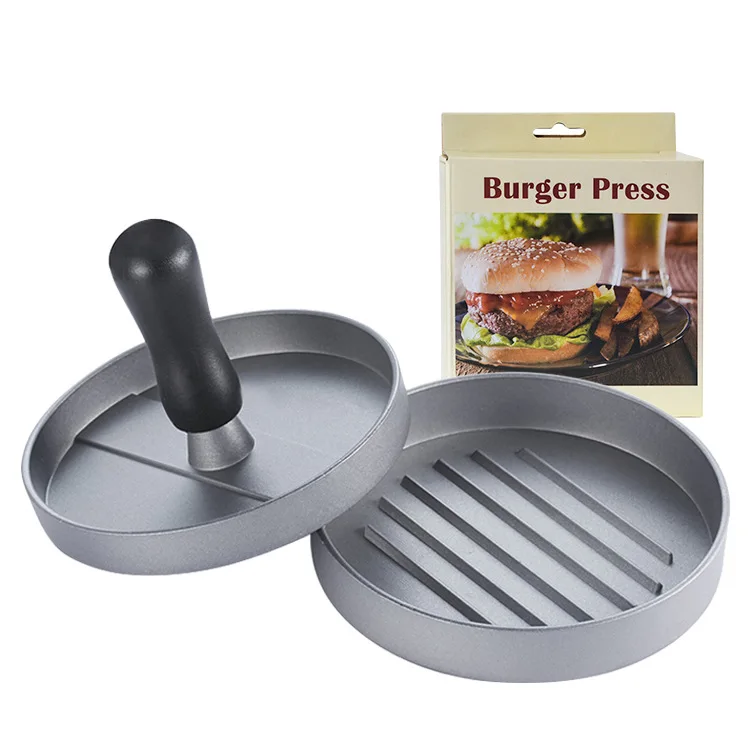 

Household Non-Stick Hamburger Press Patty Maker Mold Aluminium Burger Meat Press with Wax Papers, Shown