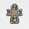 Kavatar Beaded Crystal Rhinestone Crucifix Patches For Decoration