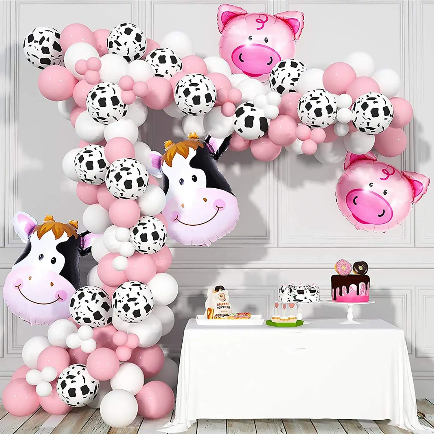 

Wholesale Cow Party Decorations Farm Animal Balloon Garland Kit with Cow Print Balloons for Girls Birthday Party Supplies