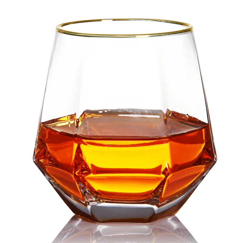 

Amazon Hot Sale Handmade Creative Diamond Shape Whiskey Glass, Transparent
