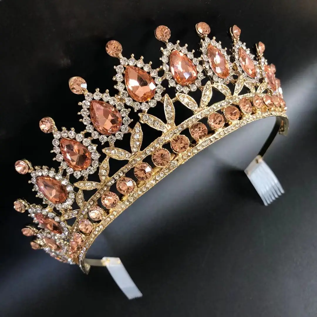 

ROMANTIC Queen Crown Women Rhinestone Wedding Princess Hair Accessories Tiara, Gold, silver, rose gold