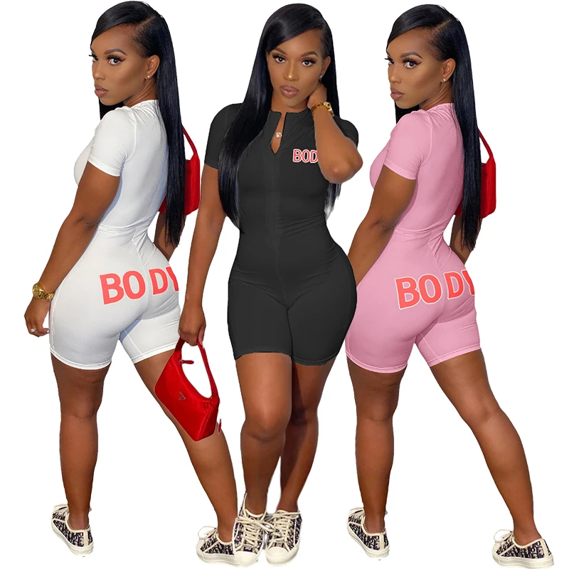 

Latest Design Short Jumpsuit Women Short Sleeve One Piece Biker Shorts Sports Wear Short Rompers Womens
