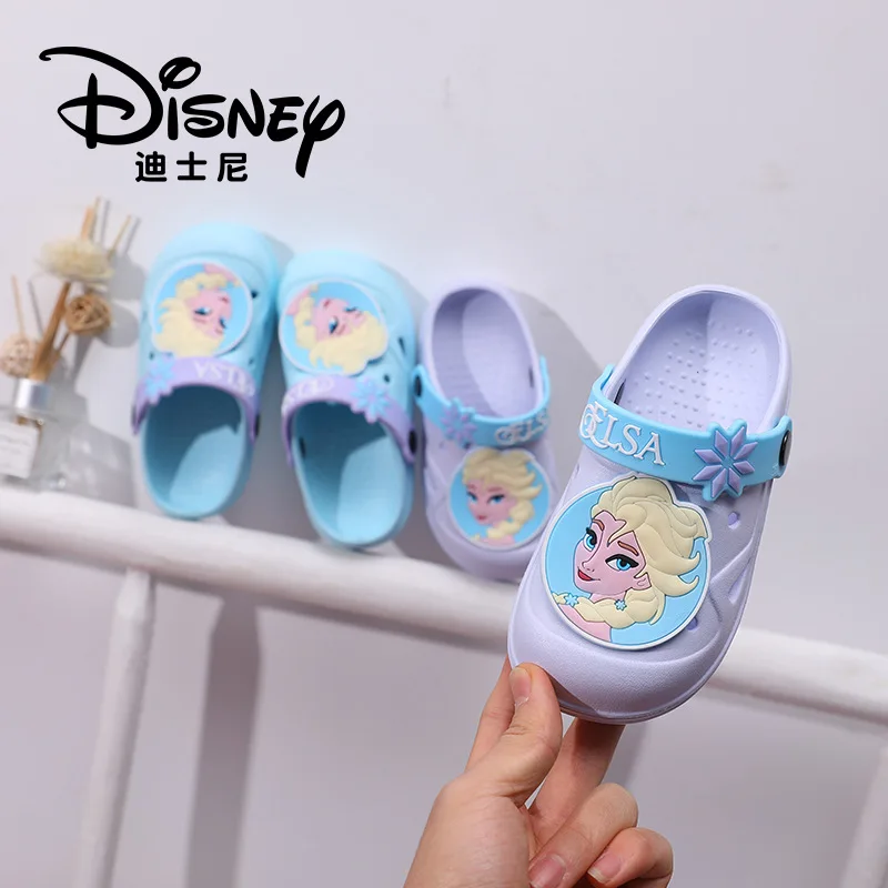 

Summer Kids Girl Sandals Cute Cartoon Princess Home Soft soled Non-slip Casual Sandals Kids Flat Heels Beach Sandal Slippers, Blue/purple