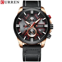 

2019 hot sale Curren 8346 OEM design 30m water proof chronograph multifunction sport wide leather quartz man wrist watch