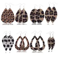 

Accessories Women Boho Water Drop Earrings Pu Leather Leopard Earrings