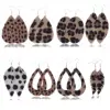 Accessories Women Boho Water Drop Earrings Pu Leather Leopard Earrings