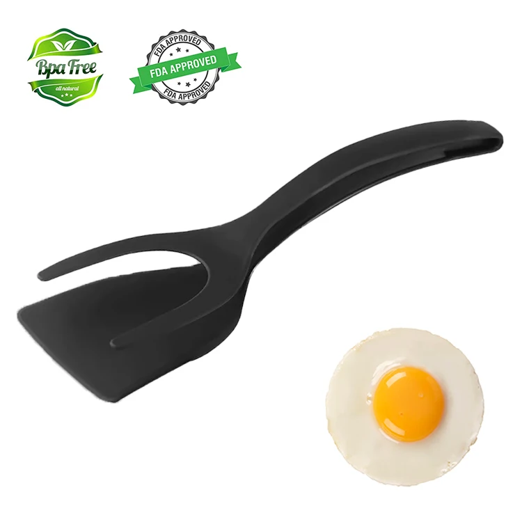 

Amazon Top Seller Cheap Price Eco-friendly Silicone Omelette Spatula 2-in-1 Pancake Toast Omelet Flip Shovel Kitchen Tool, Black