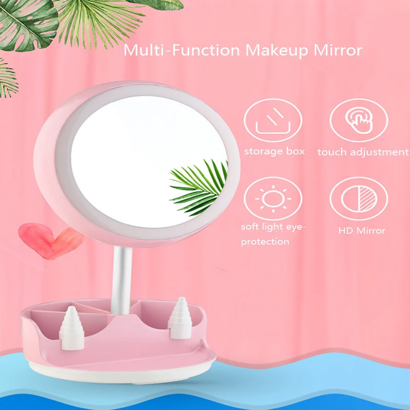 
multi-functional USB electric make up mirror six colors light folding handle lamp mirror WE-081 