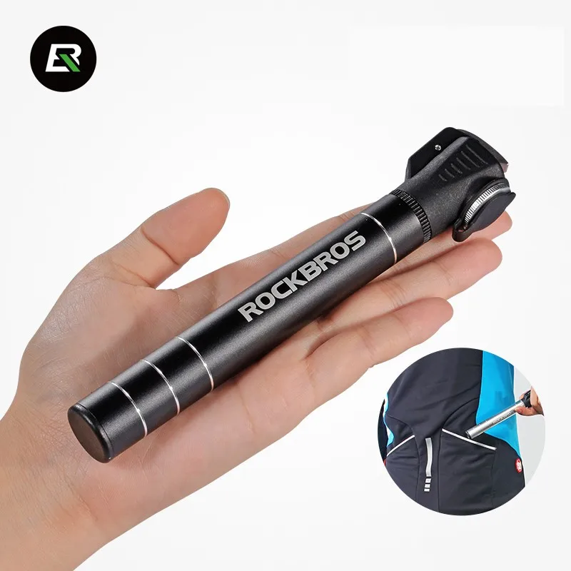

Rockbros 2021 New Arrive Cycling Bidirectional Mini Pump Portable Bicycle Air Pump, Black, silver