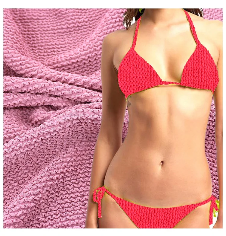 

New Style Single Side Warp Knitted Jacquard Swimwear Fabric four way stretch Seersucker Fabric