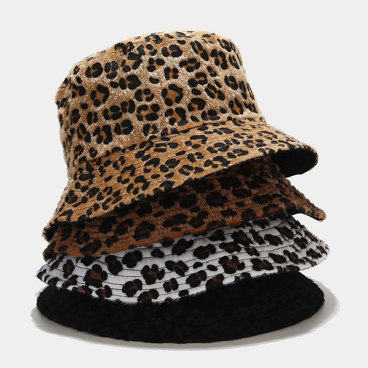 

Free shipping wholesale custom logo plush furry fur terry towel bob wool bucket hat winter felt bucket hat leopard, Many