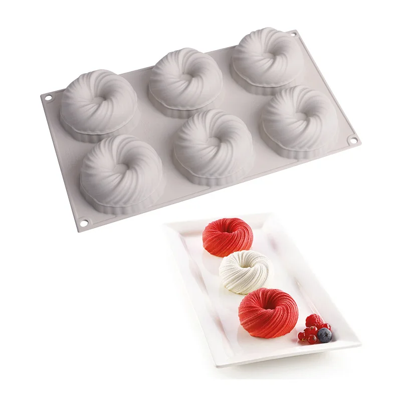 

Amazing 6/8 Holes Swirl Cake Mold For Baking Dessert Art Mousse Silicone 3D Mould Silikonowe Moule Pastry Pan Chocolate Fondant, Customized color