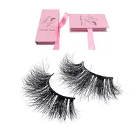 

3D119 Hitomi Wholesale 5D Real Mink Lashes Private Label 25mm Fluffy 3D Eyelashes With Customized Eye Lash Packaging