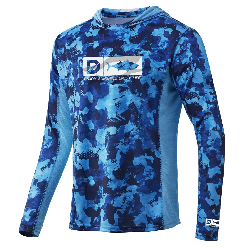 

upf 50 fabric Quick Dry Long Sleeve Performance Fishing Shirt With Hood camo fishing hoodie