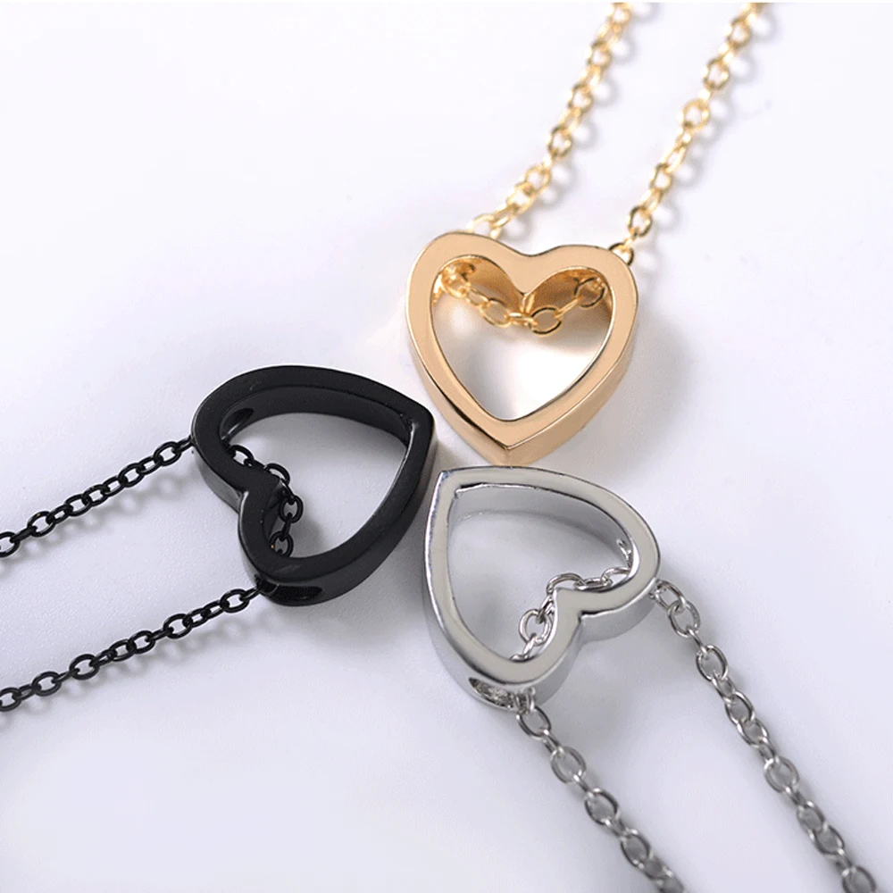 

Hollow love peach couple stainless steel necklace Valentine's Day gift