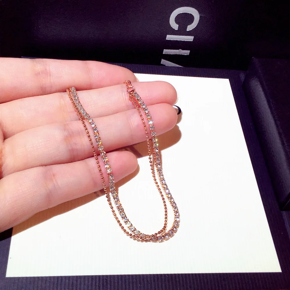 

Luxury Jewelry Gift Simple Sparkling Crystal Rhinestone Bracelets Multi Rows 18k Gold Diamond Tennis Chain Charm Bracelet