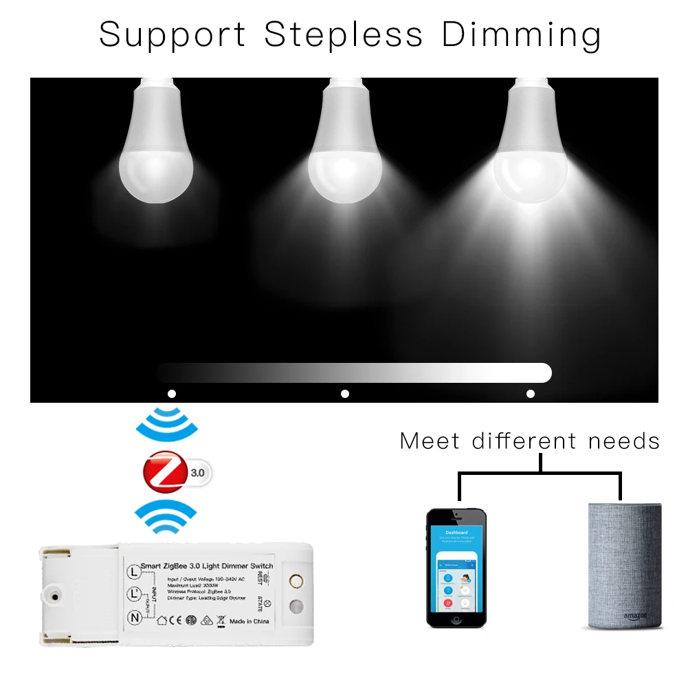 DIY Smart Dimmer Switch Zigbee 3.0 Home AutomationRemote Control Work with Echo Plus Alexa SmartThings Fit for Most Zigbee Hub - ANKUX.COM