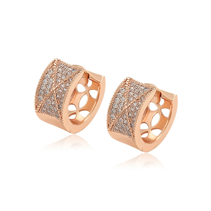 

98540 Xuping fashion rose gold color crystal earring, 2019 latest design copper alloy lady hoop earring