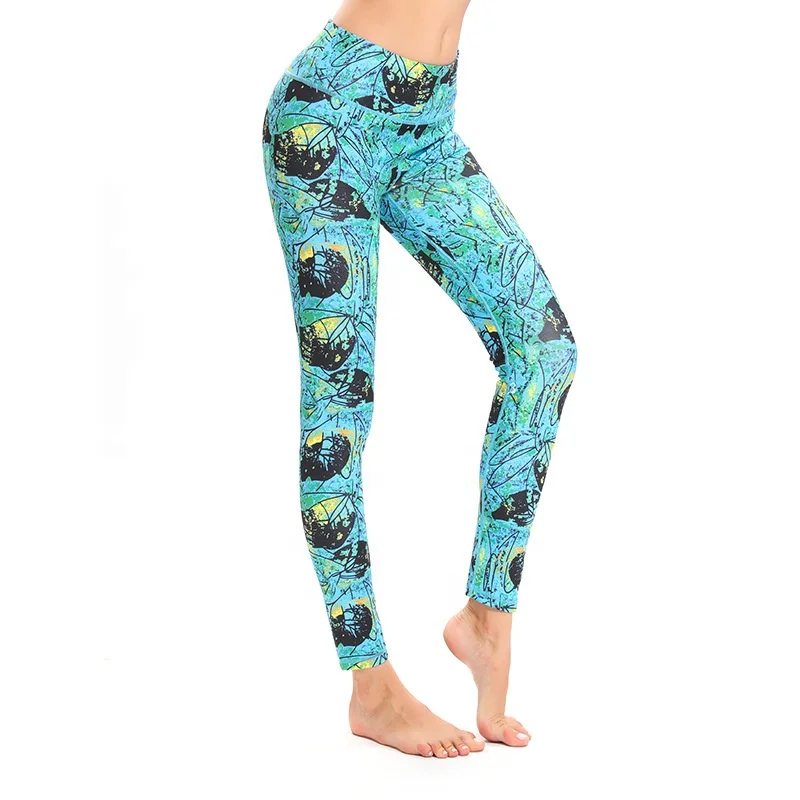 

girls Digital printin custom fabric in bulk fitness apparel high waisted butt lifting tummy control Honeycomb Mesh yoga pants
