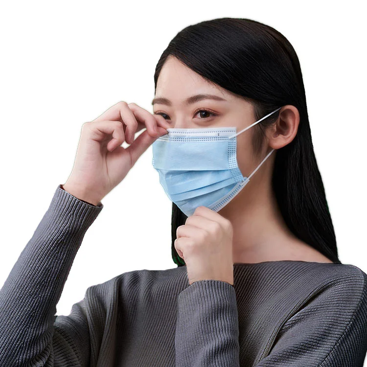 

Large factory professional manufacturer of disposable non-woven face mask 3 layer disposable face mask color, Blue