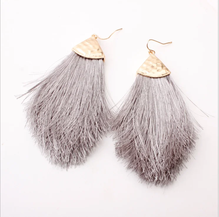 

Wholesale fashion popular geometry handmade cotton line arrow tassel earrings for women