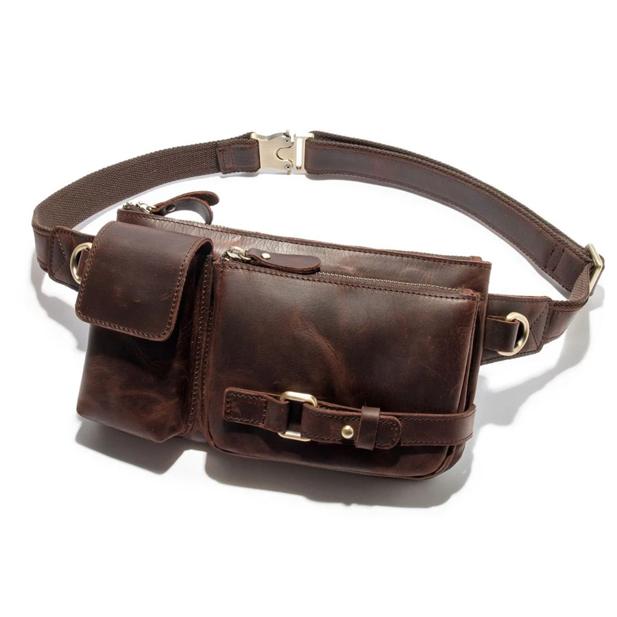 

New Genuine Leather Waist Belt Fanny Pack Bag Leather Pouch Purse Cell Phone Case Travel Waist Male Mini Shoulder For Men, Customized