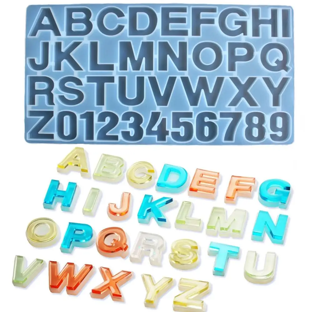

DIY Handmade Jewelry Resin Digital Pendant Pendant Model Crystal Epoxy English Pinyin Alphabet Silicone Mould, White