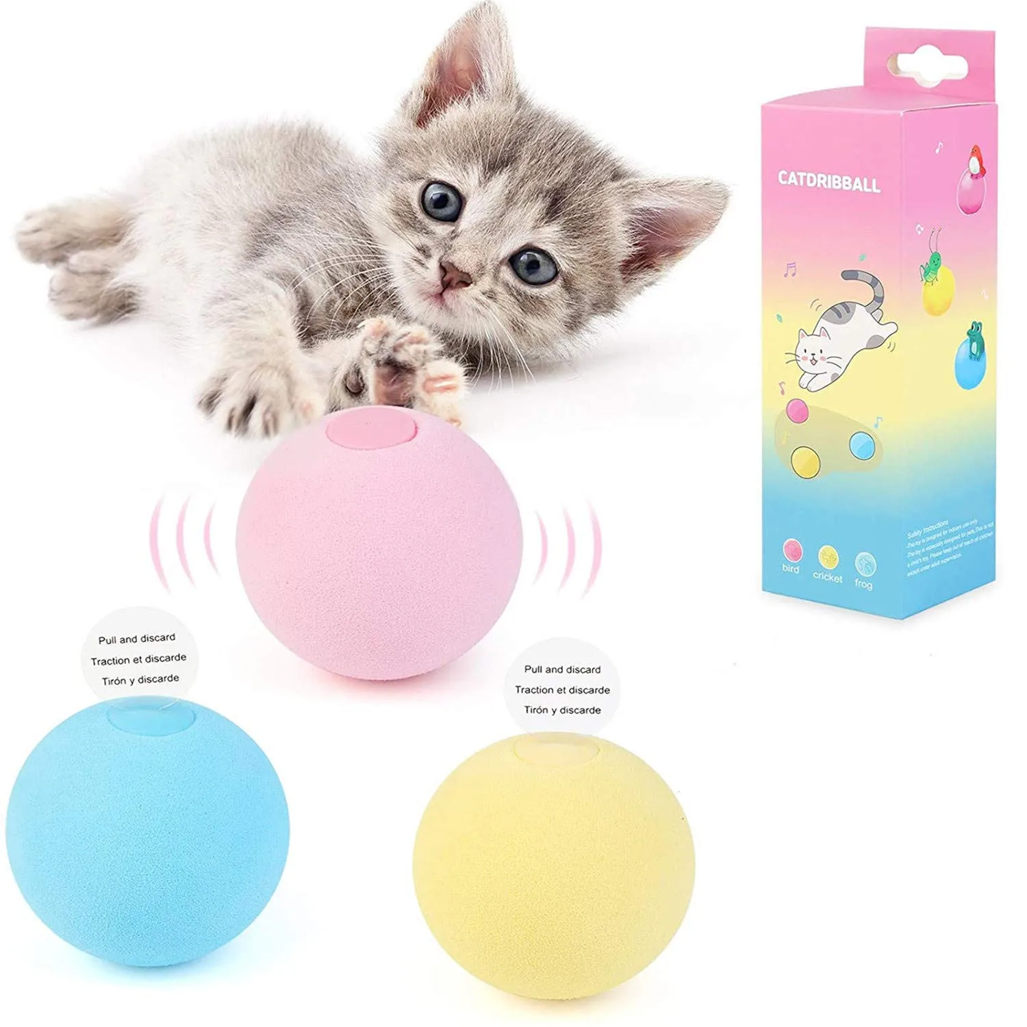 

3 Pcs Simulation Sound Cat Ball Toys for Cats Pet Interactive Catnip Funny Toy Selfplaying Kitten Toy Training Supplies for Cat