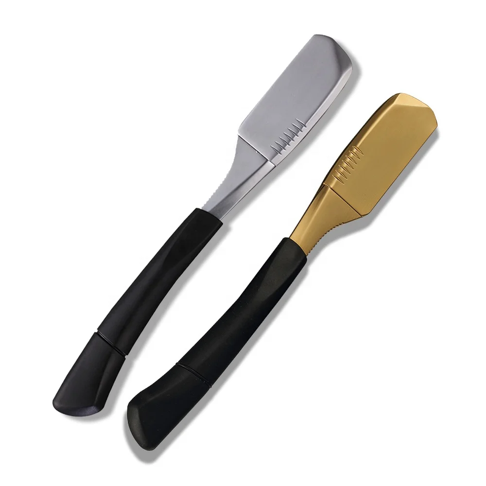 

Custom Black Non-Folding Straight Razor Cut Throat Shaving Razor Shave Barber Blade High Quality Steel Razors for Men, Black handle