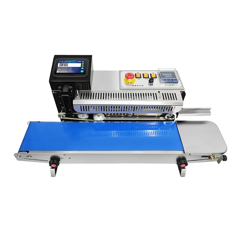 

Continuous Band Sealer Bag Sealing Machine With Date Inkjet Printing Printer