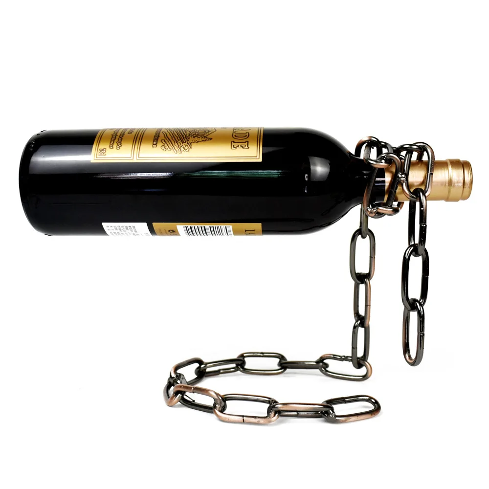 

Magical Suspension iron Chain Wine Racks One Bottle Wine Display Racks Stand Holder Kitchen Dining room cellar Bar Decoration