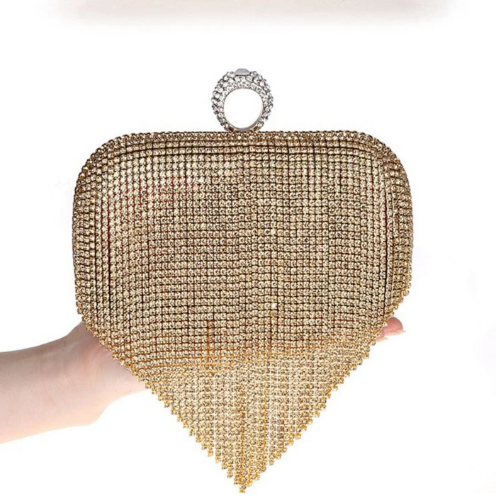 Rhinestone Crystal Tassel Evening Clutch Bag