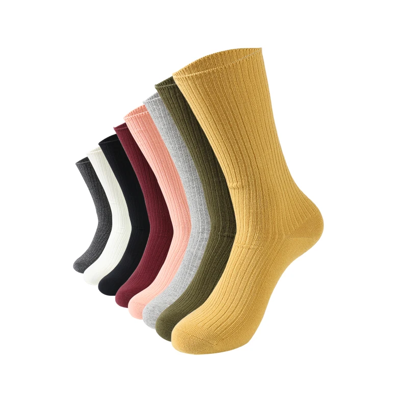 

Fashion Simple Design Combed Cotton Solid Color Women Long Winter Socks, Colors