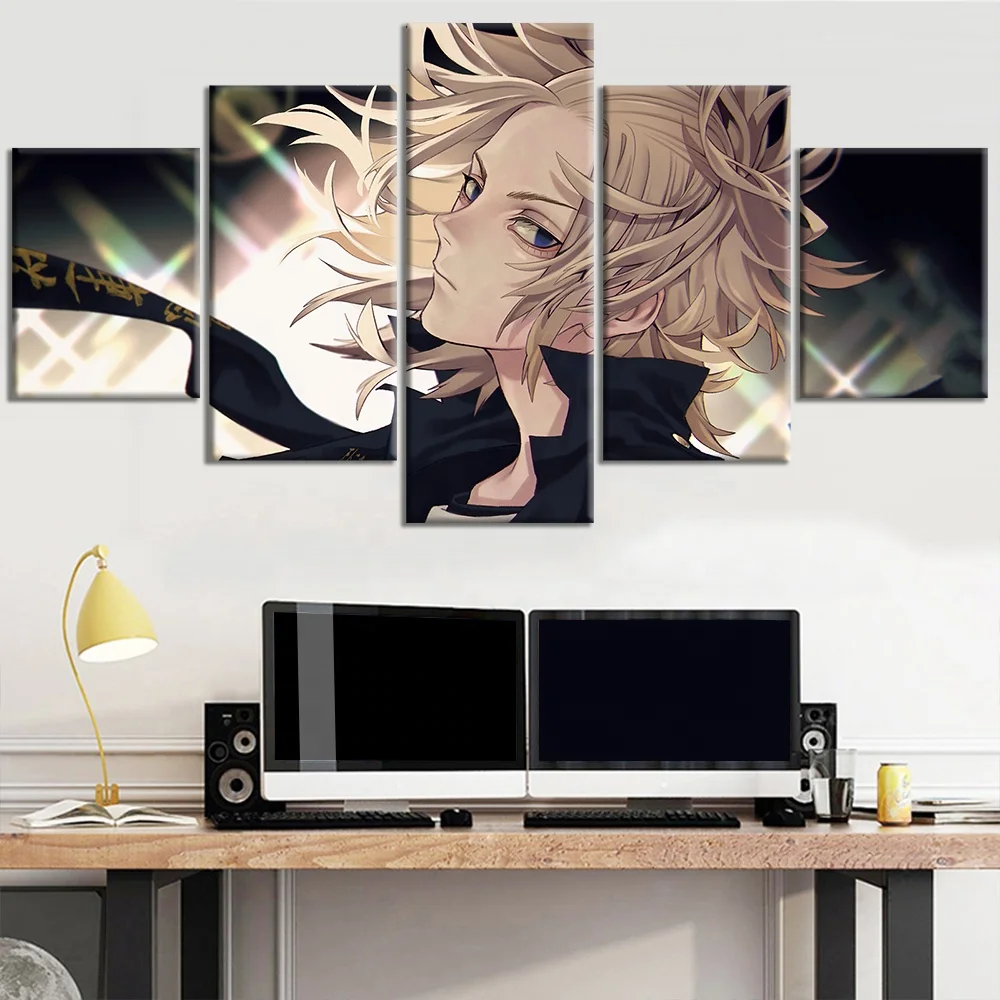 

5pieces New Anime Tokyo Revenger Pictures Prints on Canvas Character Hanagaki Takemichi Wall Paintings Anime Decor, Multiple colours