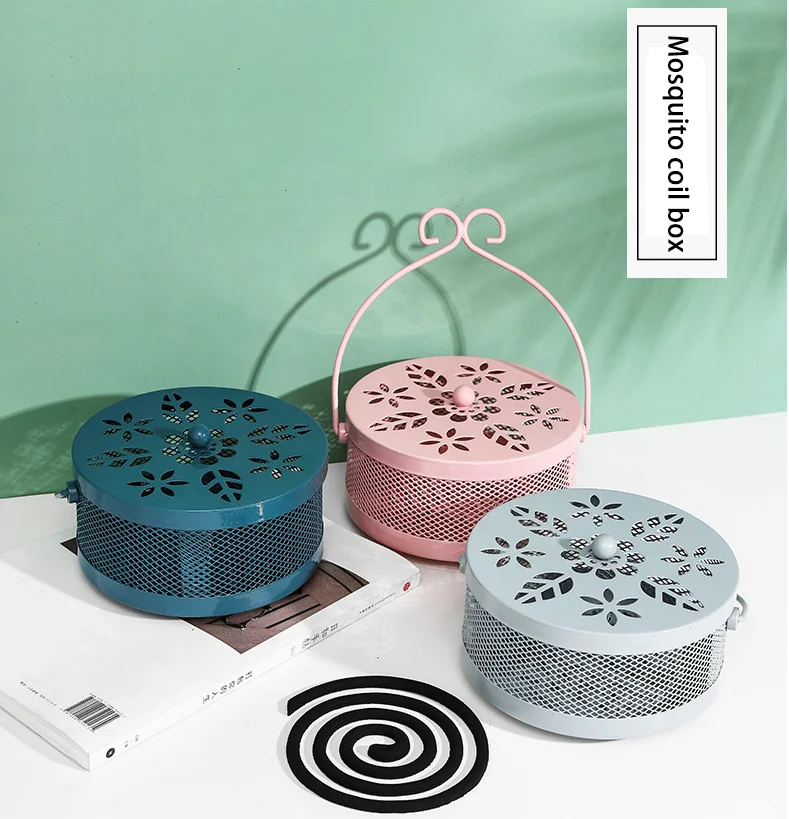 

Creative Portable Iron Garden Mosquito Coil Holder Mosquito Coil Tray Fireproof Household Mosquito Coil Box