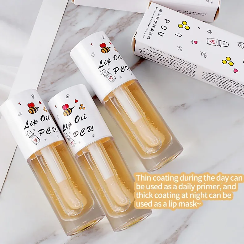 

Wholesale Anti Wrinkle Lip Care Makeup Honey Lip Plumper Oil Organic Natural Hydrating Lip Balm Oil