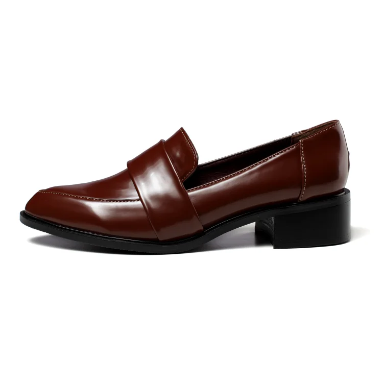 

British style casual big sizes pointed toe women Flat heel shoes, Black, brown