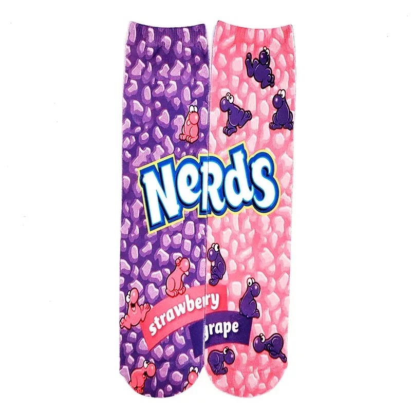

SHANXIN low moq fun potato chip ad pattern sublimation printing happy crew novelty funny socks